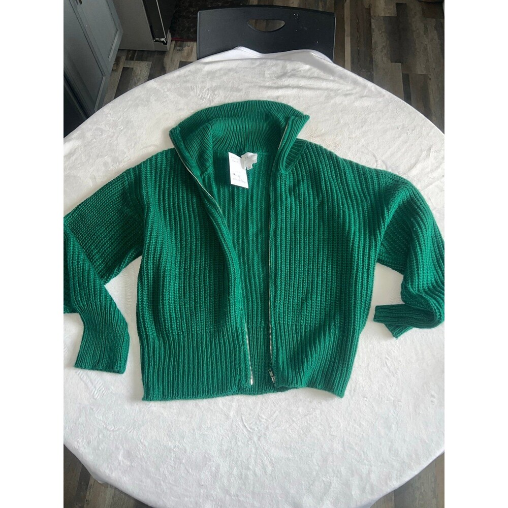 Green, zip up, boutique sweater kelly green sz L